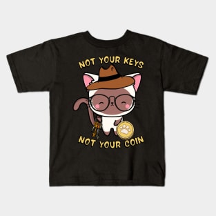 not your keys not your coin white cat Kids T-Shirt